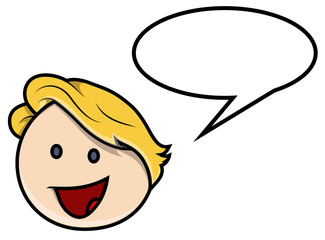 Kid Boy with Speech Bubble - Vector Cartoon Illustration