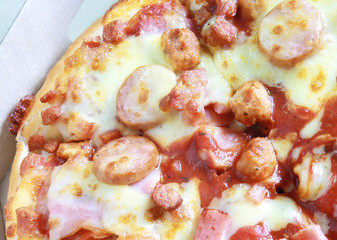 sausage pizza background