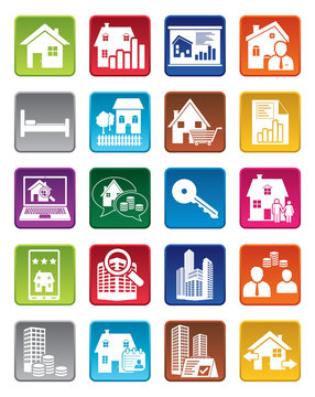 Colorful real estate icons