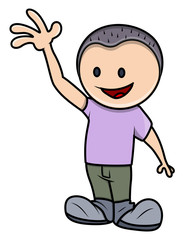 Kid Saying Hello - Vector Cartoon Illustration