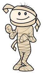 Kid in Halloween Mummy Costume - Vector Cartoon Illustration