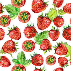 strawberry seamless texture in watercolor