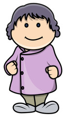 Cute Fat Little Girl - Vector Cartoon Illustration