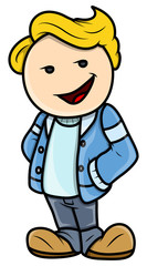 Stylish Cute Teen Boy - Vector Cartoon Illustration