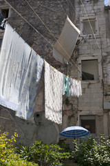 Drying clothes in Diocletian palace in Split, Croatia