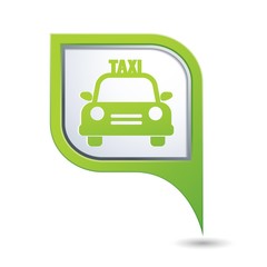 Map pointer with taxi icon