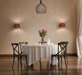 Romantic chic elegant dining room