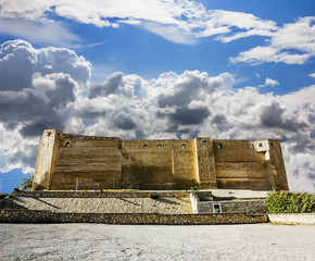 Look at the wall of the castle Kasbah in Sousse Tunisia amid dra