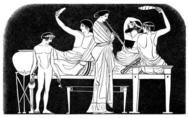 Ancient Greece : Diner - Lits de Repas - 54596976