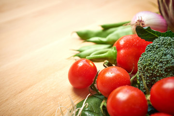 abstract design background vegetables on a wooden background