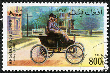 stamp printed by Afghanistan, shows retro car