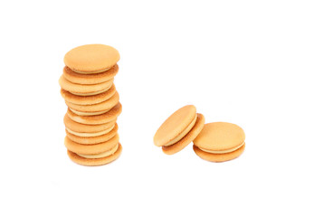 Stake of biscuit sandwich.