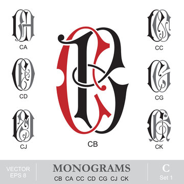 Naklejki Vintage Monograms CB CA CC CD CG CJ CK