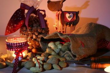 Weihnachtsdeko mit Nüssen