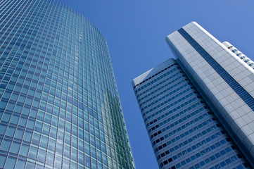 Obraz na płótnie Canvas Two business buildings in Frankfurt