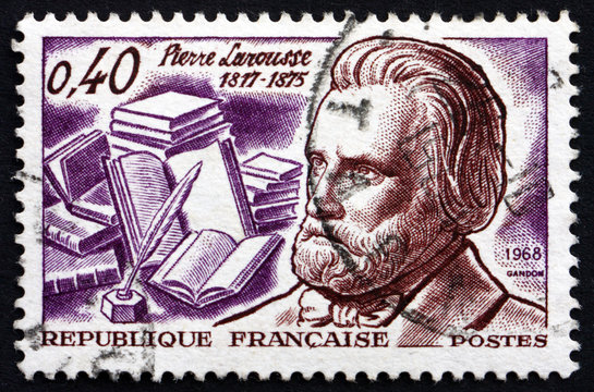 Postage stamp France 1968 Pierre Larousse, Encyclopedist