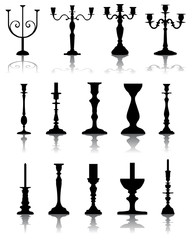 Silhouettes and shadows of candlesticks-vector