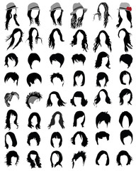 Silhouettes of hair styling-vector illustration