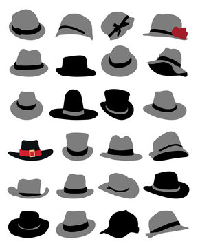 Illustrations of male and female hat, vector