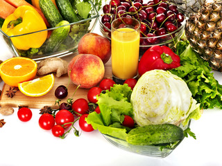 Fresh vegetable on wooden boards.