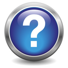 Question mark circle glossy blue