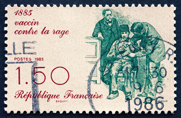 Postage stamp France 1985 Pasteur Inoculating Patient