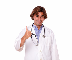 Fototapeta premium Smiling stylish doctor showing ok sign