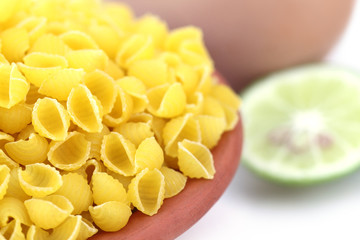 Pasta macaroni with other ingredients