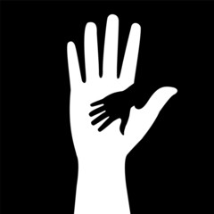 silhouettes of adult and children's hands