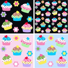 seamless cupcake pattern background