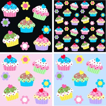 seamless cupcake pattern background