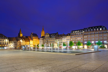 Strasbourg sunset in Place Kleber square. Alsace, France - obrazy, fototapety, plakaty