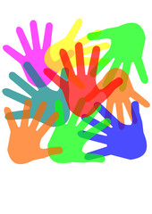Teamwork of Colorful Hands