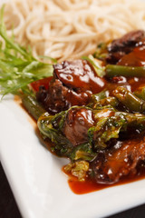 udon with meat and vegetables