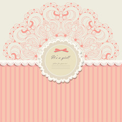 Naklejka premium Baby greeting card with lace vector