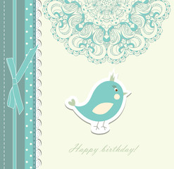 Beautiful card with bird vector