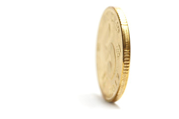 one gold coin standing