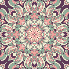 Beautiful purple arabesque lace pattern background vector