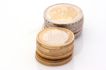 1 and 2 euro coins