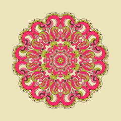 Beautiful pink arabesque lace pattern background vector