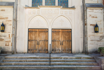 Fototapeta na wymiar Two Old Church Doors