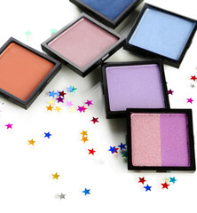 Beautiful bright eye shadows isolated on white