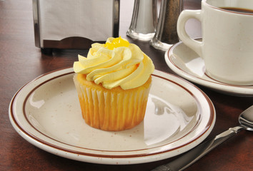 Lemon cupcake and coffee