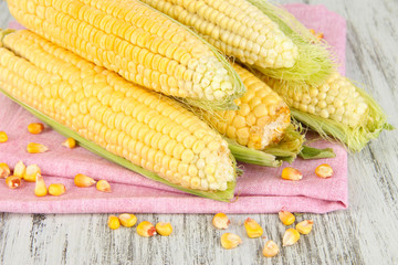 Fresh corn vegetable on wooden table