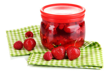 Home made berry jam isolated on white
