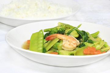 Stir-fried vegetables with fork
