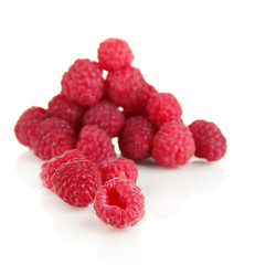 Ripe raspberries isolated on white