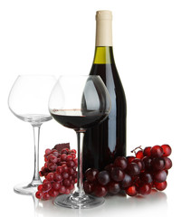 Red wine isolated on white