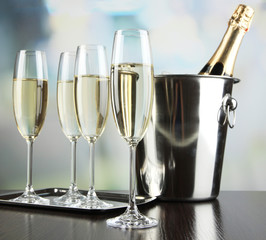 Champagne in glasses in restaurant