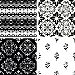 Black and white seamless ornamental pattern